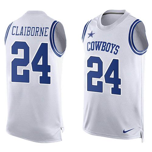 Nike Cowboys #24 Morris Claiborne White Men's Stitched NFL Limited Tank Top Jersey Nike Cowboys #24 Morris Claiborne White Men's Stitched NFL Limited Tank Top Jersey