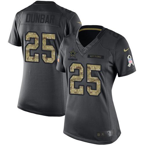 Nike Cowboys #25 Lance Dunbar Black Women's Stitched NFL Limited 2016 Salute to Service Jersey