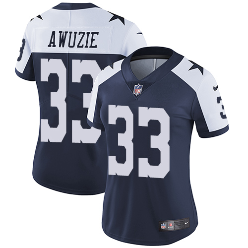 Nike Cowboys #33 Chidobe Awuzie Navy Blue Thanksgiving Women's Stitched NFL Vapor Untouchable Limited Throwback Jersey