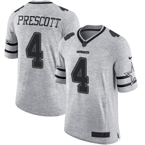 Nike Cowboys #4 Dak Prescott Gray Men's Stitched NFL Limited Gridiron Gray II Jersey Nike Cowboys #4 Dak Prescott Gray Men's Stitched NFL Limited Gridiron Gray II Jersey