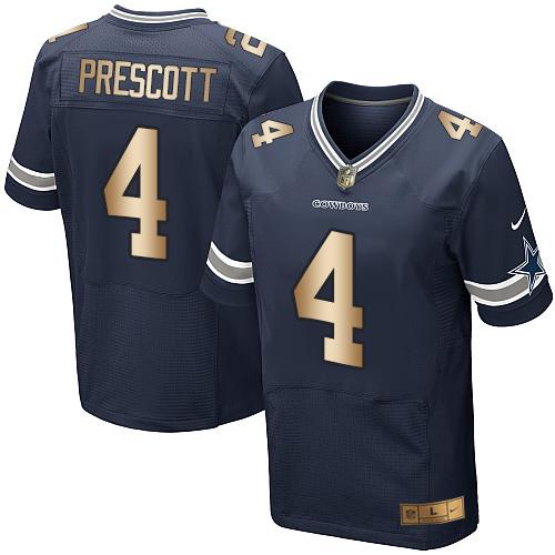 Nike Cowboys #4 Dak Prescott Navy Blue Team Color Men's Stitched NFL Elite Gold Jersey Nike Cowboys #4 Dak Prescott Navy Blue Team Color Men's Stitched NFL Elite Gold Jersey