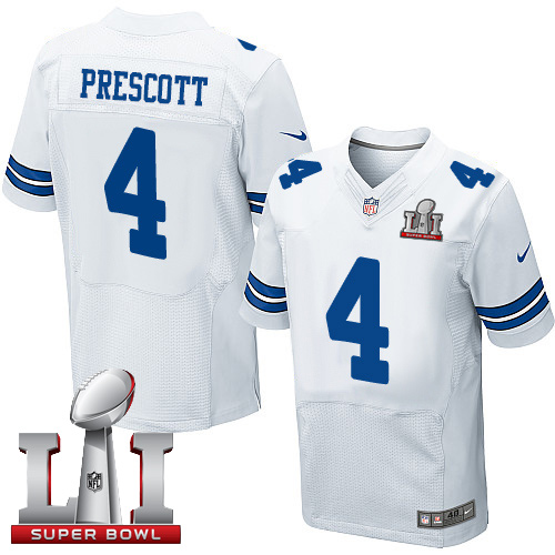 Nike Cowboys #4 Dak Prescott White Men's Stitched NFL Super Bowl LI 51 Elite Jersey Nike Cowboys #4 Dak Prescott White Men's Stitched NFL Super Bowl LI 51 Elite Jersey