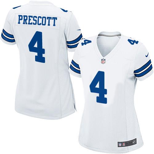 Nike Cowboys #4 Dak Prescott White Women's Stitched NFL Elite Jersey