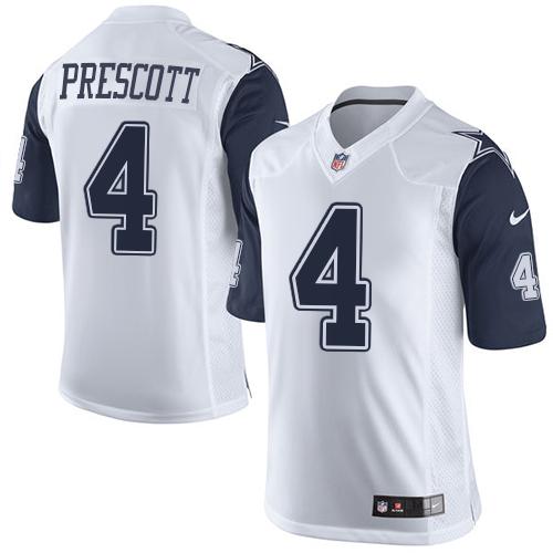 Nike Cowboys #4 Dak Prescott White Youth Stitched NFL Elite Rush Jersey