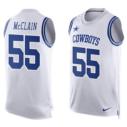 Nike Cowboys #55 Rolando McClain White Men's Stitched NFL Limited Tank Top Jersey Nike Cowboys #55 Rolando McClain White Men's Stitched NFL Limited Tank Top Jersey