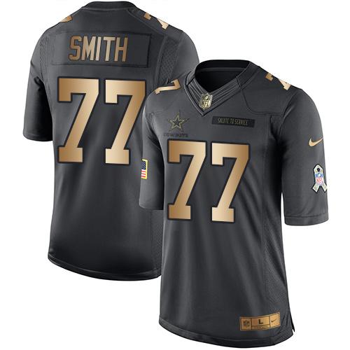 Nike Cowboys #77 Tyron Smith Black Men's Stitched NFL Limited Gold Salute To Service Jersey Nike Cowboys #77 Tyron Smith Black Men's Stitched NFL Limited Gold Salute To Service Jersey