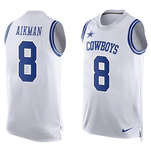 Nike Cowboys #8 Troy Aikman White Men's Stitched NFL Limited Tank Top Jersey Nike Cowboys #8 Troy Aikman White Men's Stitched NFL Limited Tank Top Jersey