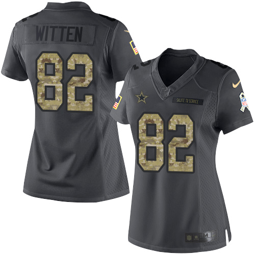 Nike Cowboys #82 Jason Witten Black Women's Stitched NFL Limited 2016 Salute to Service Jersey