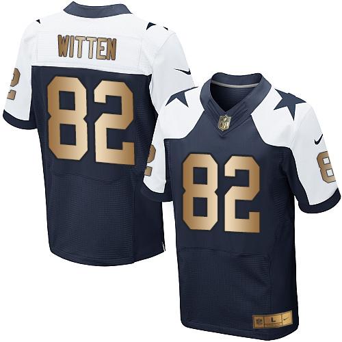 Nike Cowboys #82 Jason Witten Navy Blue Thanksgiving Throwback Men's Stitched NFL Elite Gold Jersey Nike Cowboys #82 Jason Witten Navy Blue Thanksgiving Throwback Men's Stitched NFL Elite Gold Jersey