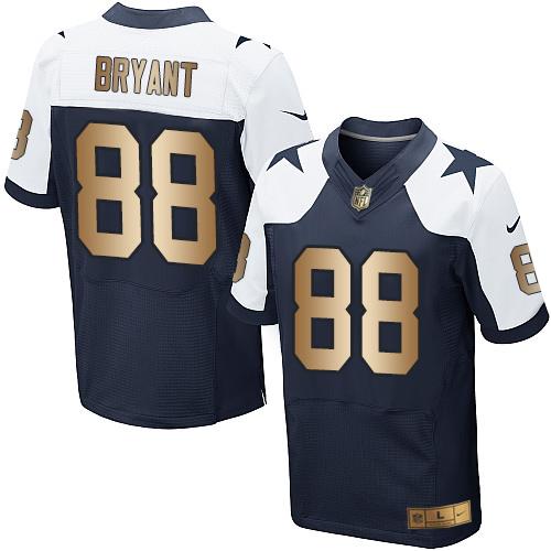 Nike Cowboys #88 Dez Bryant Navy Blue Thanksgiving Throwback Men's Stitched NFL Elite Gold Jersey Nike Cowboys #88 Dez Bryant Navy Blue Thanksgiving Throwback Men's Stitched NFL Elite Gold Jersey