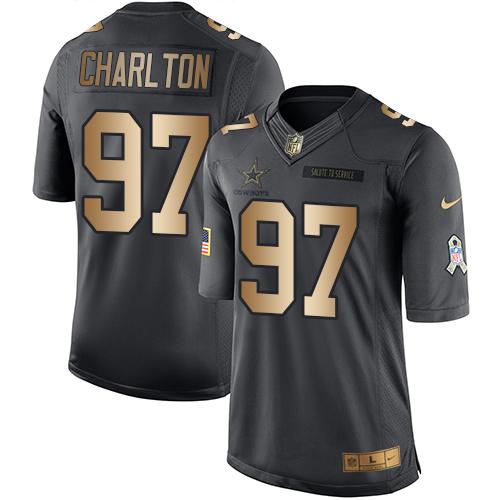 Nike Cowboys #97 Taco Charlton Black Men's Stitched NFL Limited Gold Salute To Service Jersey Nike Cowboys #97 Taco Charlton Black Men's Stitched NFL Limited Gold Salute To Service Jersey
