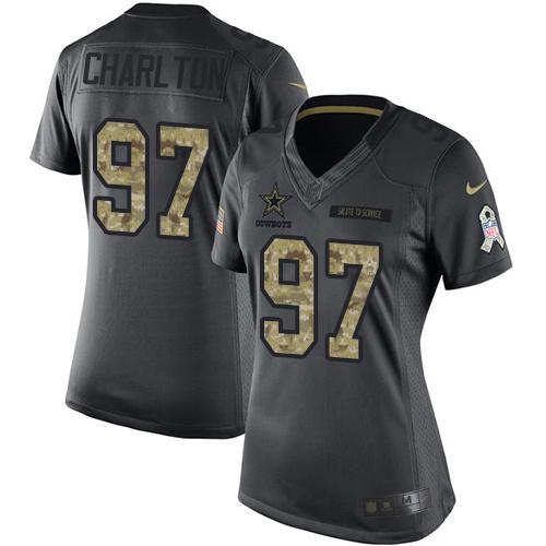 Nike Cowboys #97 Taco Charlton Black Women's Stitched NFL Limited 2016 Salute to Service Jersey