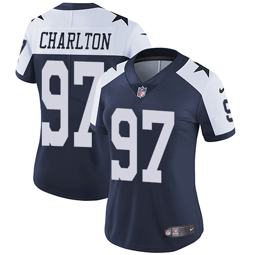 Nike Cowboys #97 Taco Charlton Navy Blue Thanksgiving Women's Stitched NFL Vapor Untouchable Limited Throwback Jersey