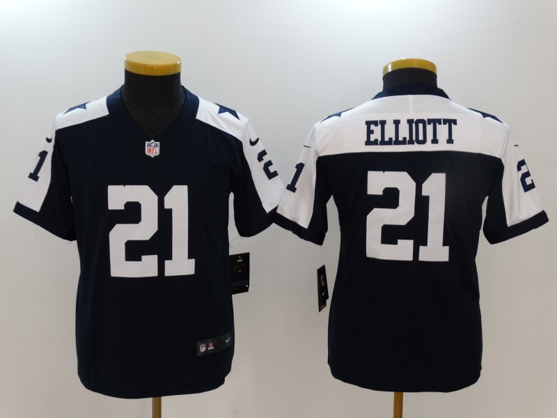 Nike Cowboys 21 Ezekiel Elliott Navy Throwback Youth Vapor Untouchable Player Limited Jersey