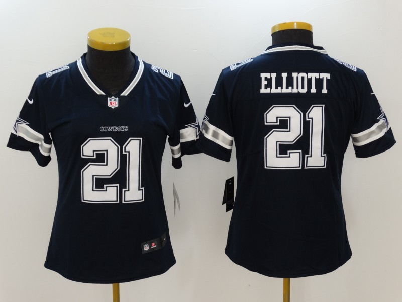 Nike Cowboys 21 Ezekiel Elliott Navy Vapor Untouchable Women Limited Jersey