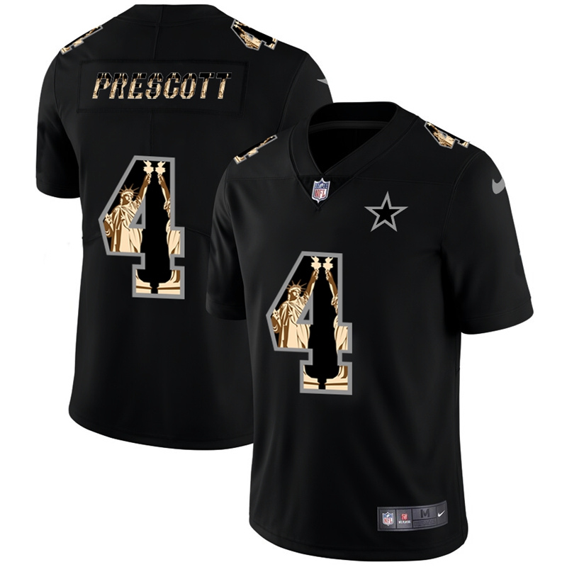 Nike Cowboys 4 Dak Prescott Black Statue Of Liberty Limited Jersey