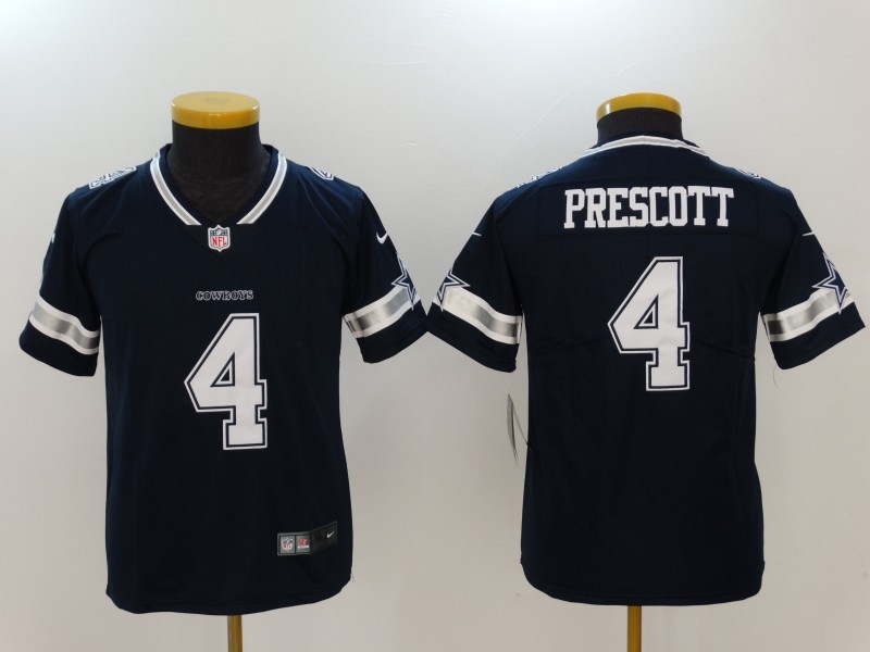 Nike Cowboys 4 Dak Prescott Navy Vapor Untouchable Youth Limited Jersey