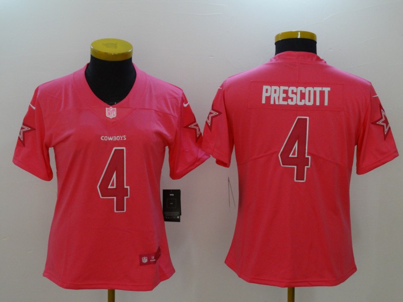 Nike Cowboys 4 Dak Prescott Pink Fashion Women Limited Jersey