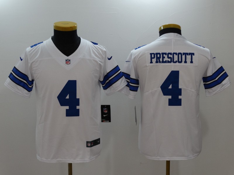 Nike Cowboys 4 Dak Prescott White Youth Vapor Untouchable Player Limited Jersey