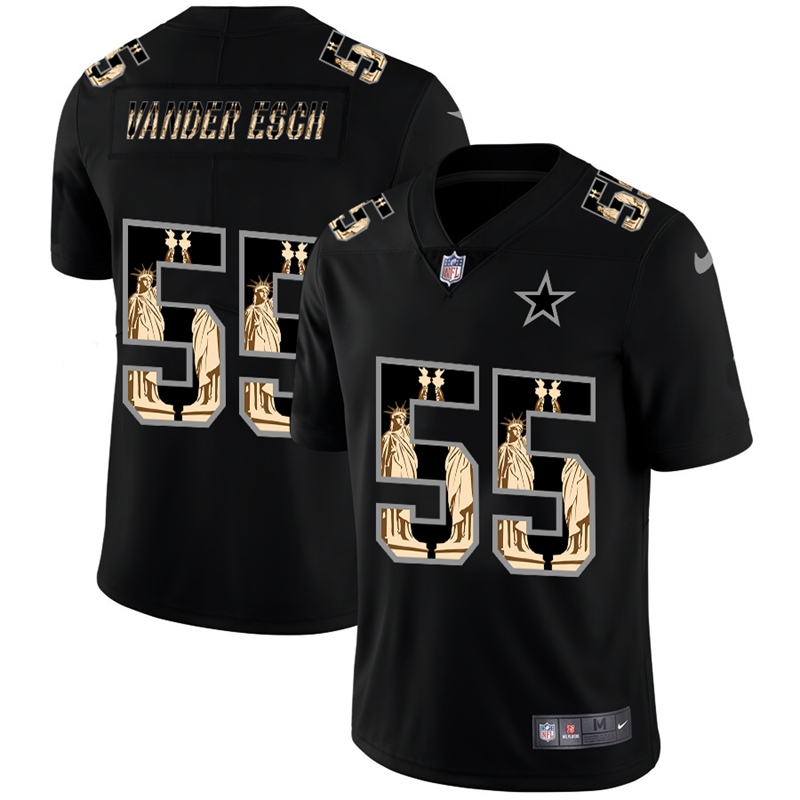 Nike Cowboys 55 Leighton Vander Esch Black Statue Of Liberty Limited Jersey
