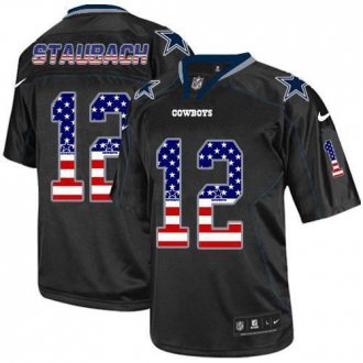 Nike Dallas Cowboys #12 Roger Staubach Black NFL Elite USA Flag Fashion Jersey Nike Dallas Cowboys #12 Roger Staubach Black NFL Elite USA Flag Fashion Jersey