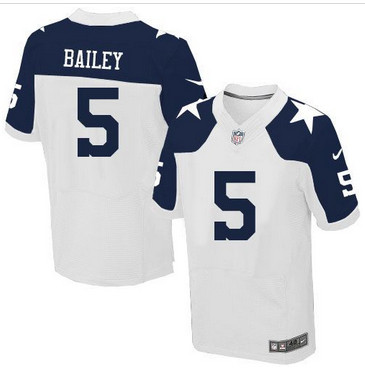 Nike Dallas Cowboys #5 Dan Bailey White Thanksgiving Throwback Men's Stitched NFL Elite Jersey