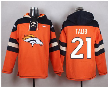 Nike Denver Broncos #21 Aqib Talib Orange Player Pullover NFL Hoodie