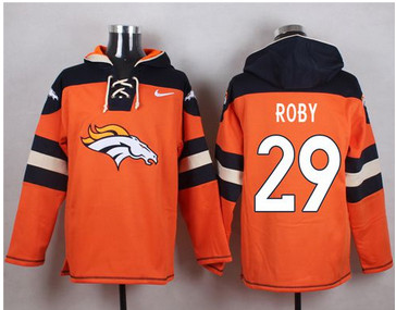 Nike Denver Broncos #29 Bradley Roby Orange Player Pullover NFL Hoodie