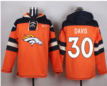 Nike Denver Broncos #30 Terrell Davis Orange Player Pullover NFL Hoodie