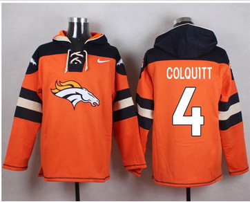 Nike Denver Broncos #4 Britton Colquitt Orange Player Pullover NFL Hoodie Nike Denver Broncos #4 Britton Colquitt Orange Player Pullover NFL Hoodie