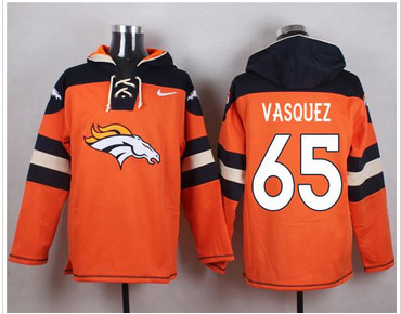 Nike Denver Broncos #65 Louis Vasquez Orange Player Pullover NFL Hoodie Nike Denver Broncos #65 Louis Vasquez Orange Player Pullover NFL Hoodie
