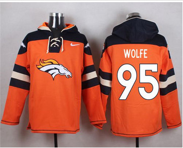 Nike Denver Broncos #95 Derek Wolfe Orange Player Pullover NFL Hoodie