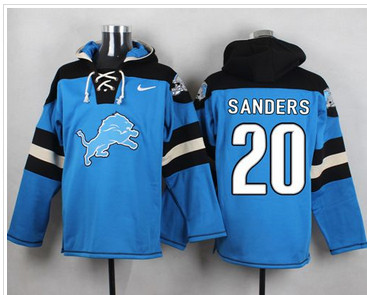 Nike Detroit Lions #20 Barry Sanders Blue Player Pullover NFL Hoodie