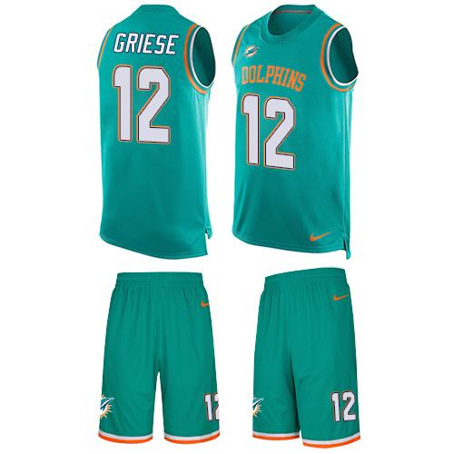 Nike Dolphins #12 Bob Griese Aqua Green Team Color Men's Stitched NFL Limited Tank Top Suit Jersey Nike Dolphins #12 Bob Griese Aqua Green Team Color Men's Stitched NFL Limited Tank Top Suit Jersey