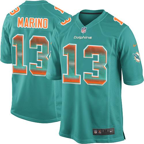 Nike Dolphins #13 Dan Marino Aqua Green Team Color Men's Stitched NFL Limited Strobe Jersey Nike Dolphins #13 Dan Marino Aqua Green Team Color Men's Stitched NFL Limited Strobe Jersey