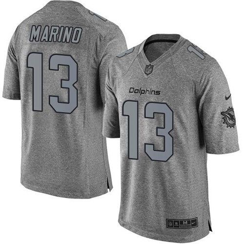 Nike Dolphins #13 Dan Marino Gray Men's Stitched NFL Limited Gridiron Gray Jersey Nike Dolphins #13 Dan Marino Gray Men's Stitched NFL Limited Gridiron Gray Jersey