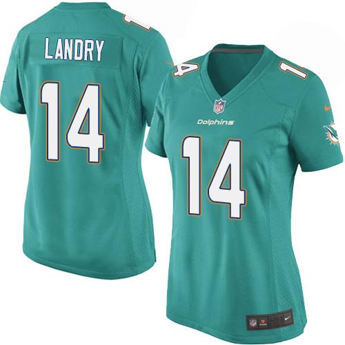 Nike Dolphins #14 Jarvis Landry Aqua Green Team Color Women's Stitched NFL Elite Jersey