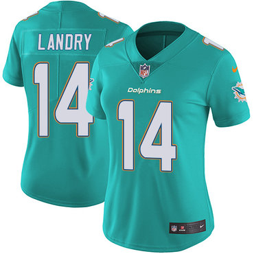 Nike Dolphins #14 Jarvis Landry Aqua Green Team Color Women's Stitched NFL Vapor Untouchable Limited Jersey