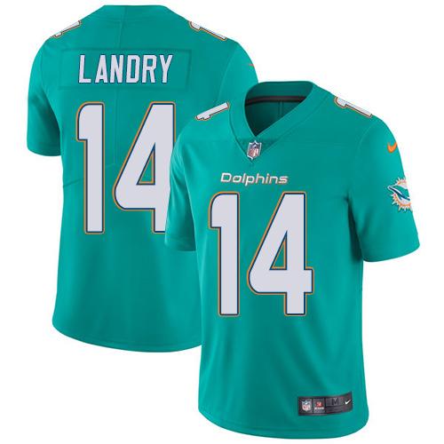 Nike Dolphins #14 Jarvis Landry Aqua Green Team Color Youth Stitched NFL Vapor Untouchable Limited Jersey