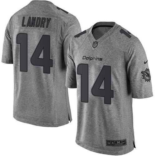 Nike Dolphins #14 Jarvis Landry Gray Men's Stitched NFL Limited Gridiron Gray Jersey Nike Dolphins #14 Jarvis Landry Gray Men's Stitched NFL Limited Gridiron Gray Jersey