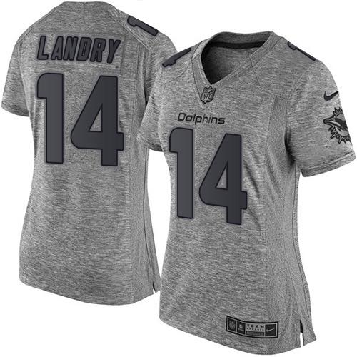 Nike Dolphins #14 Jarvis Landry Gray Women's Stitched NFL Limited Gridiron Gray Jersey