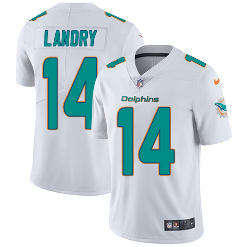 Nike Dolphins #14 Jarvis Landry White Men's Stitched NFL Vapor Untouchable Limited Jersey Nike Dolphins #14 Jarvis Landry White Men's Stitched NFL Vapor Untouchable Limited Jersey