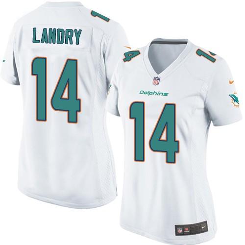 Nike Dolphins #14 Jarvis Landry White Women's Stitched NFL Elite Jersey
