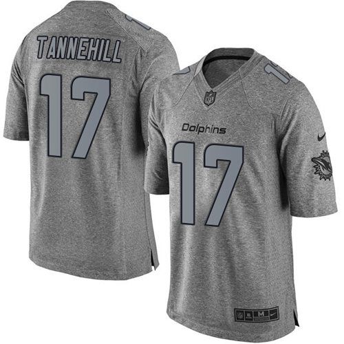 Nike Dolphins #17 Ryan Tannehill Gray Men's Stitched NFL Limited Gridiron Gray Jersey Nike Dolphins #17 Ryan Tannehill Gray Men's Stitched NFL Limited Gridiron Gray Jersey