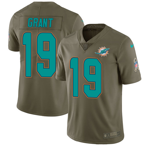 Nike Dolphins #19 Jakeem Grant Olive Men's Stitched NFL Limited 2017 Salute To Service Jersey Nike Dolphins #19 Jakeem Grant Olive Men's Stitched NFL Limited 2017 Salute To Service Jersey