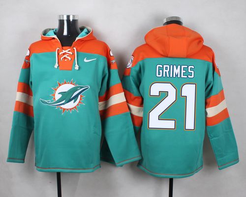 Nike Dolphins #21 Brent Grimes Aqua Green Player Pullover NFL Hoodie