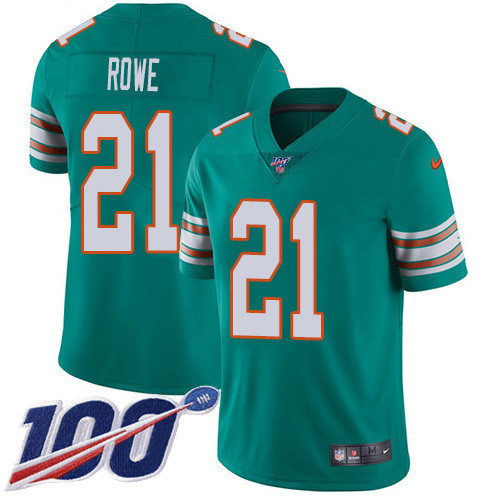 Nike Dolphins #21 Eric Rowe Aqua Green Alternate Men's Stitched NFL 100th Season Vapor Untouchable Limited Jersey Nike Dolphins #21 Eric Rowe Aqua Green Alternate Men's Stitched NFL 100th Season Vapor Untouchable Limited Jersey