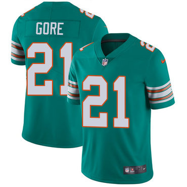 Nike Dolphins #21 Frank Gore Aqua Green Alternate Men's Stitched NFL Vapor Untouchable Limited Jersey Nike Dolphins #21 Frank Gore Aqua Green Alternate Men's Stitched NFL Vapor Untouchable Limited Jersey