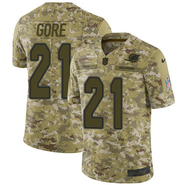 Nike Dolphins #21 Frank Gore Camo Men's Stitched NFL Limited 2018 Salute To Service Jersey