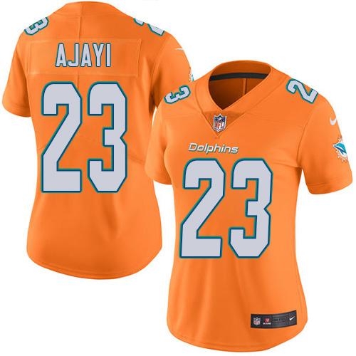 Nike Dolphins #23 Jay Ajayi Orange Women's Stitched NFL Limited Rush Jersey